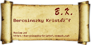 Bercsinszky Kristóf névjegykártya